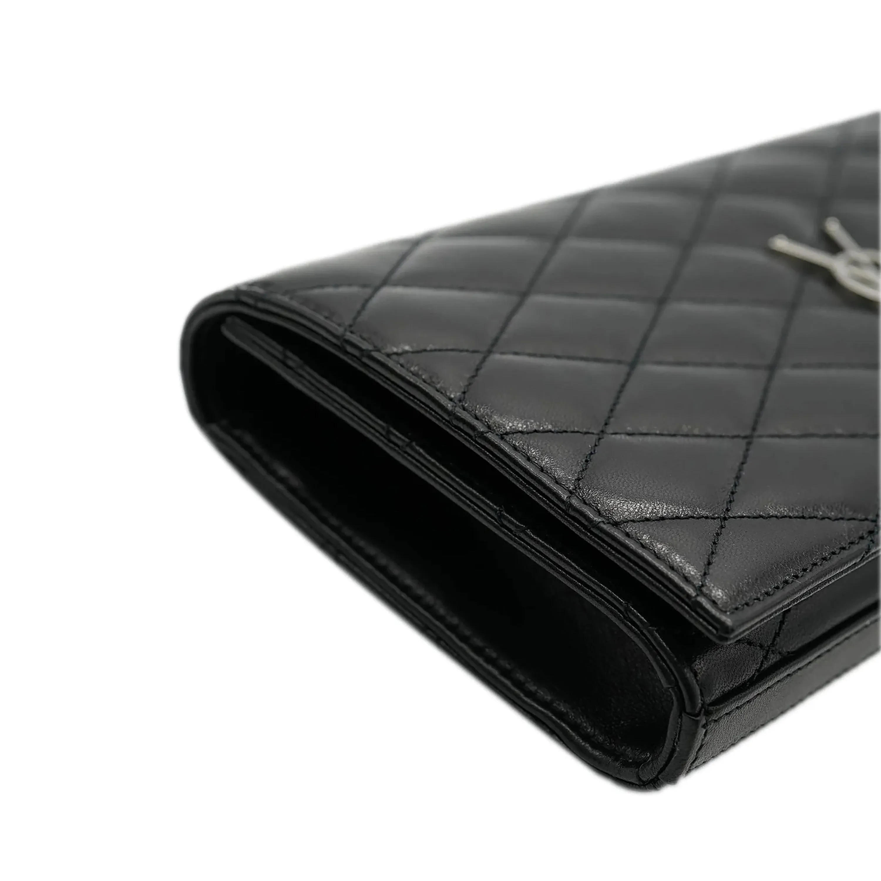 Saint Laurent Black Quilted Leather Monogram Kate Clutch