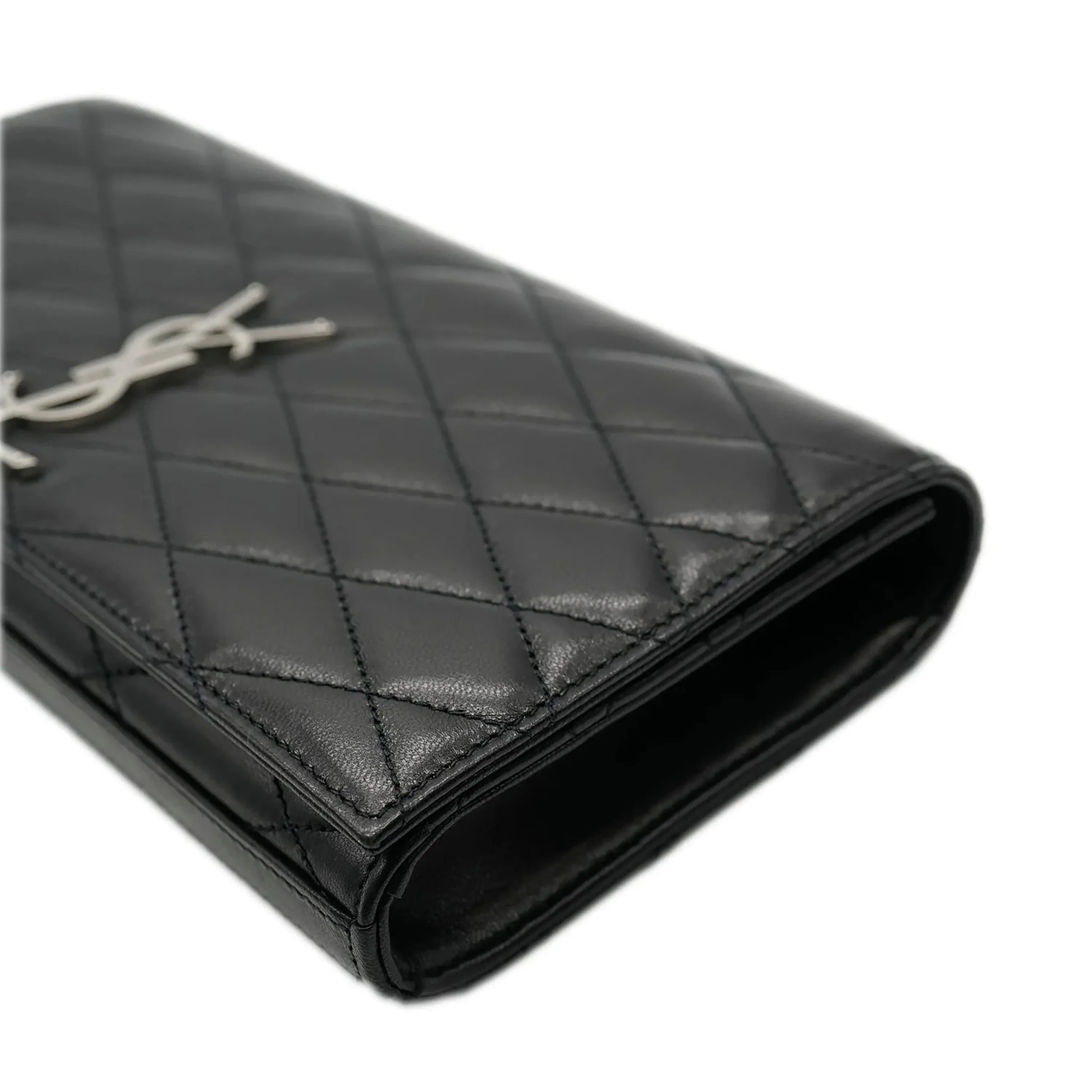 Saint Laurent Black Quilted Leather Monogram Kate Clutch