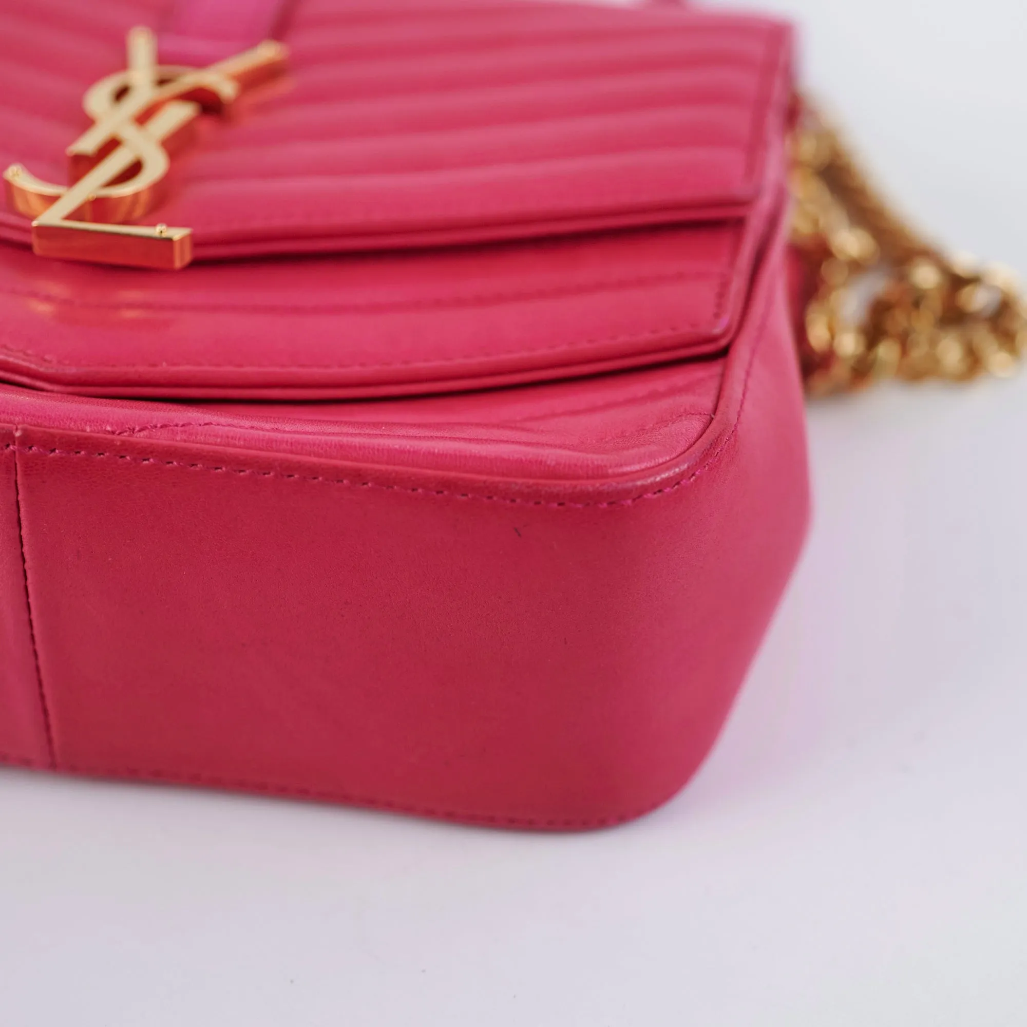 Saint Laurent Small Sulpice Chevron Pink Crossbody Bag