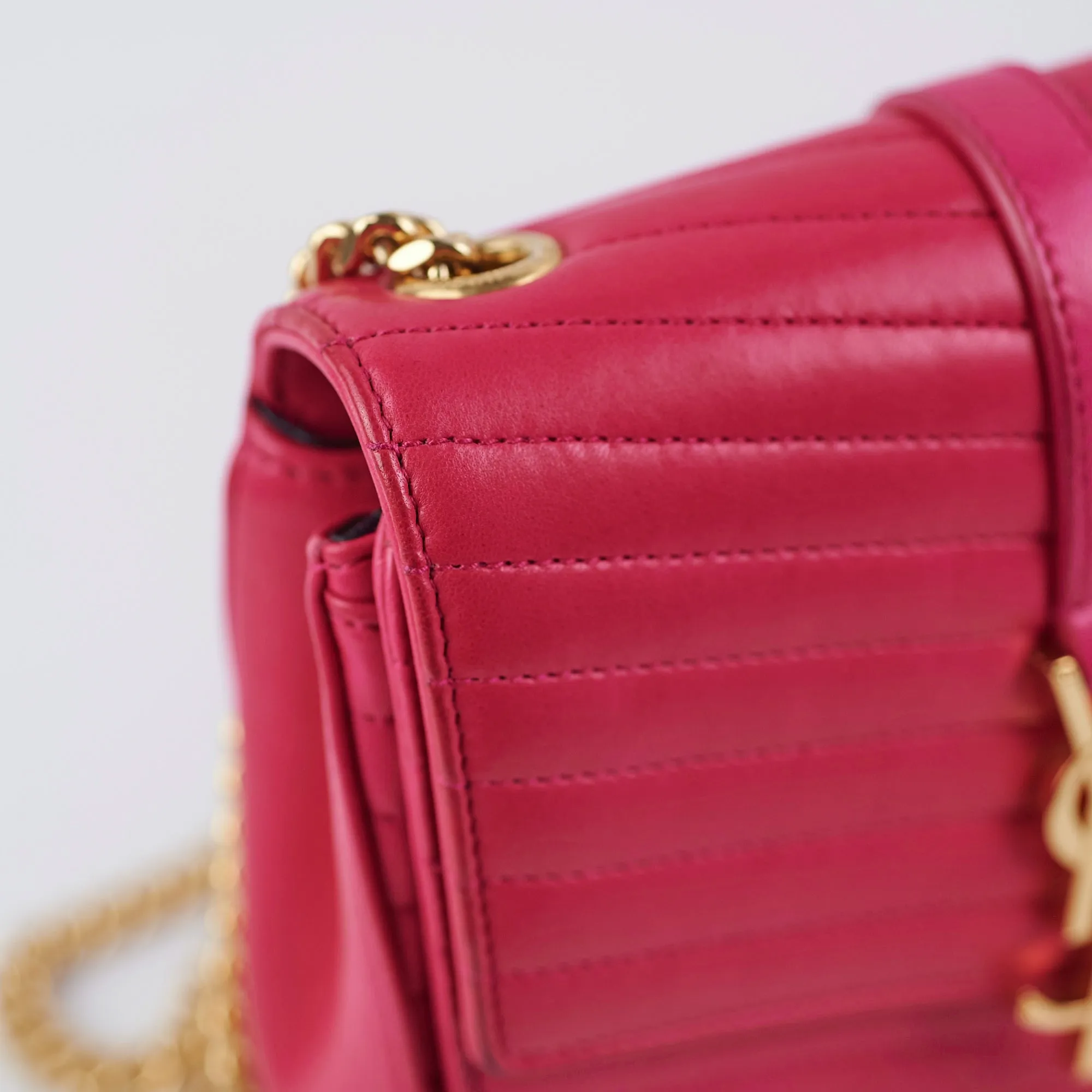 Saint Laurent Small Sulpice Chevron Pink Crossbody Bag