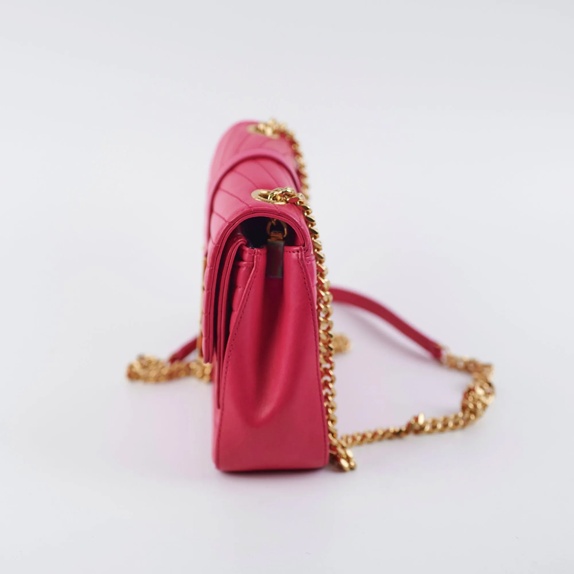 Saint Laurent Small Sulpice Chevron Pink Crossbody Bag