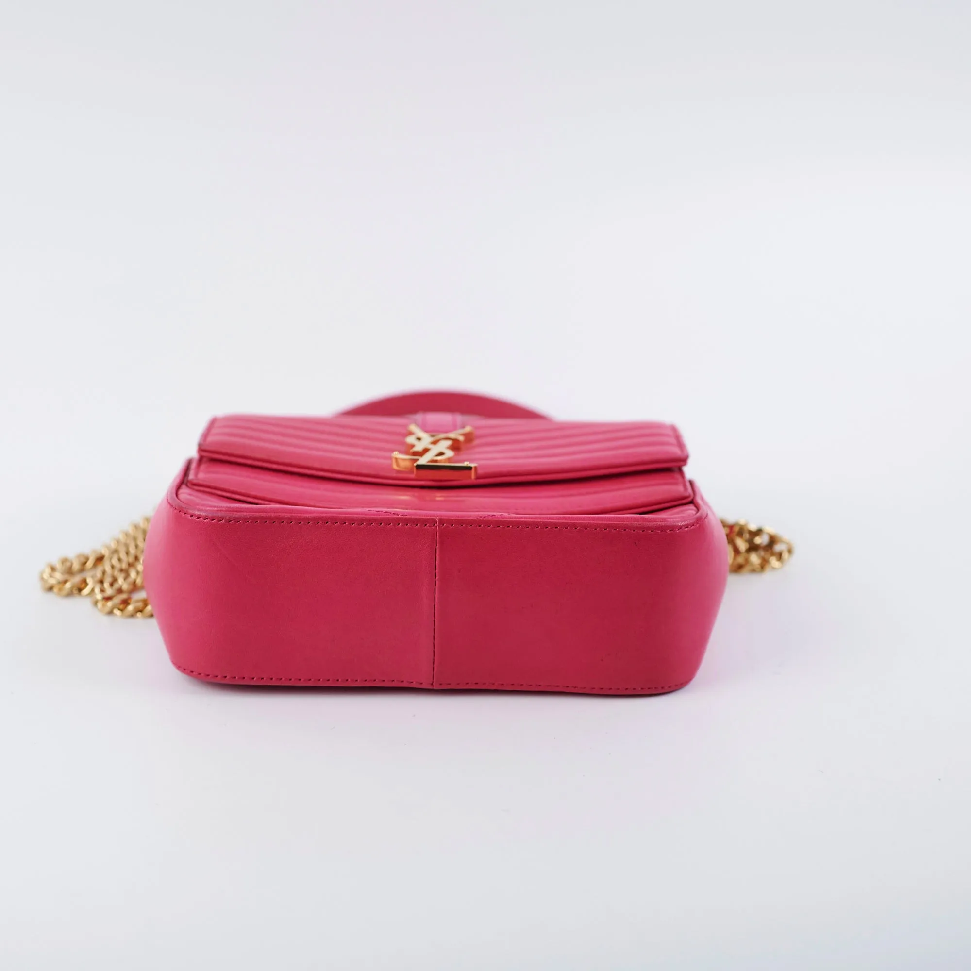 Saint Laurent Small Sulpice Chevron Pink Crossbody Bag