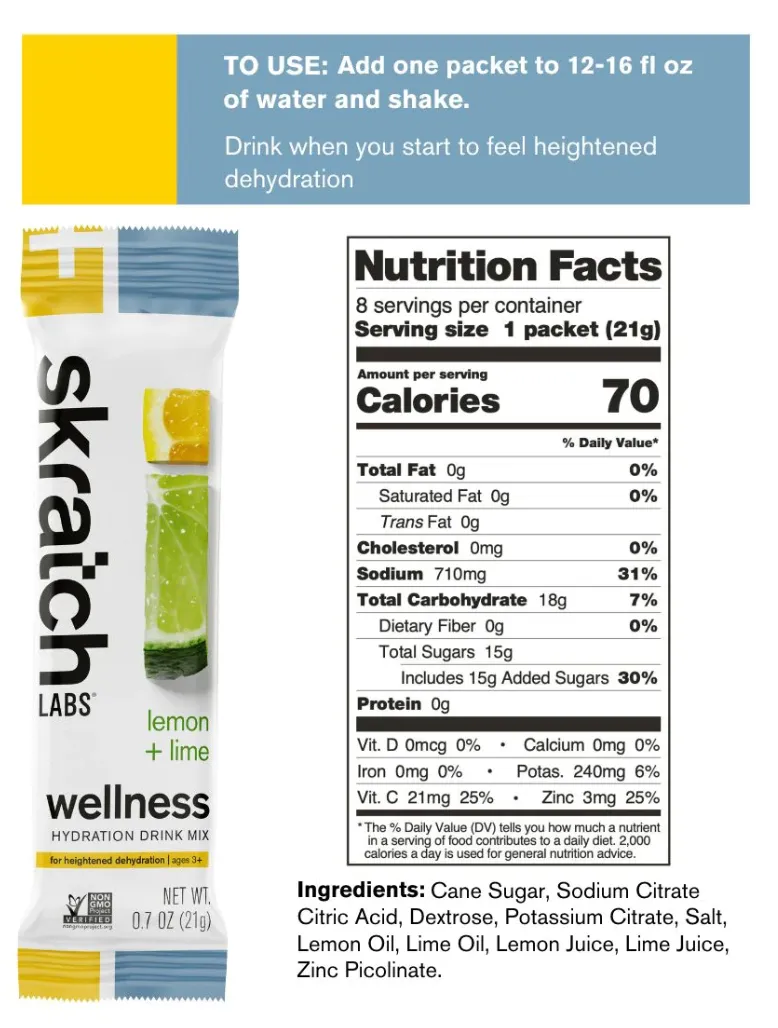 Skratch Labs - Wellness Hydration - Lemon Lime - Single