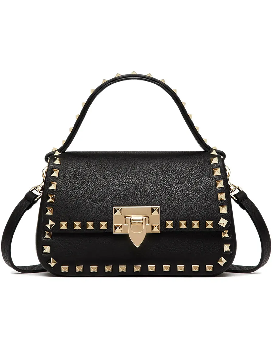 Small Rockstud Grainy Calfskin Handbag