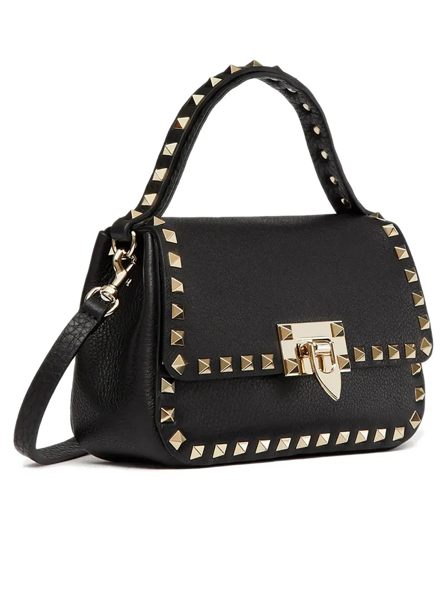 Small Rockstud Grainy Calfskin Handbag