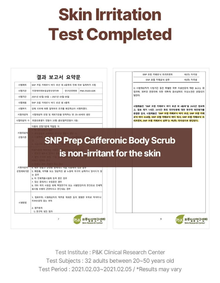 SNP Prep Cafferonic Body Scrub 180ml Skincare Texture Hypoallergenic Exfoliation Hyaluronic Acid