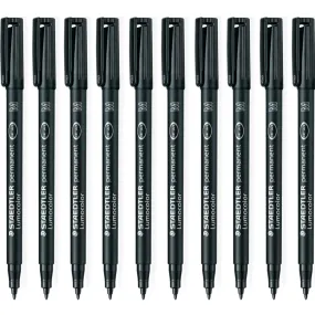 Staedtler 317 Lumocolor Permanent Marker 1.0mm Medium Black Box 10