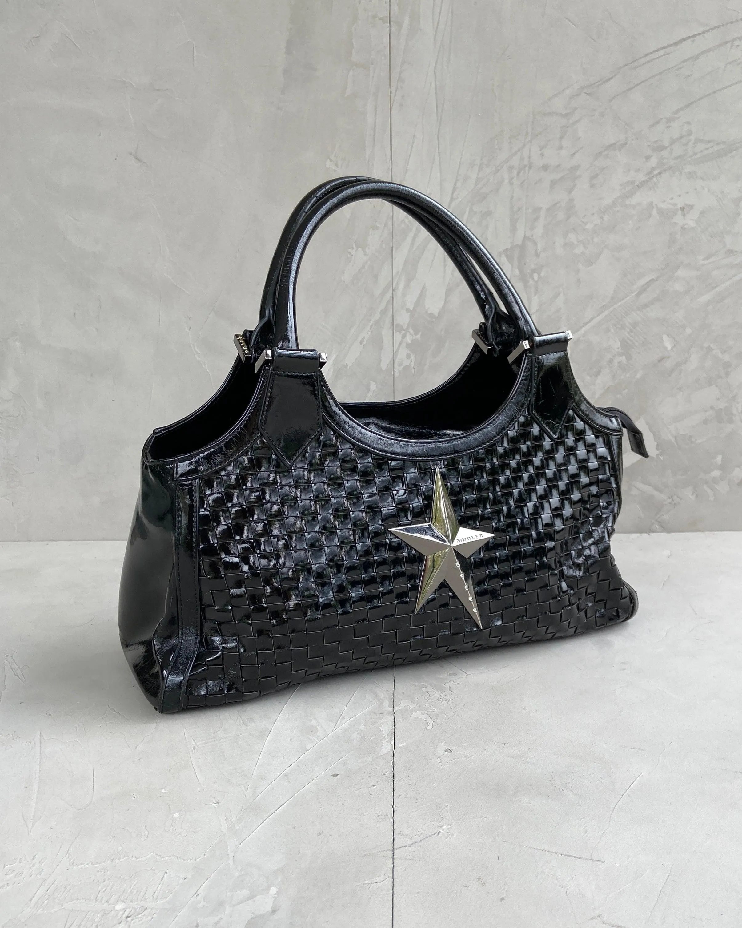 THIERRY MUGLER WOVEN LEATHER STAR HANDBAG