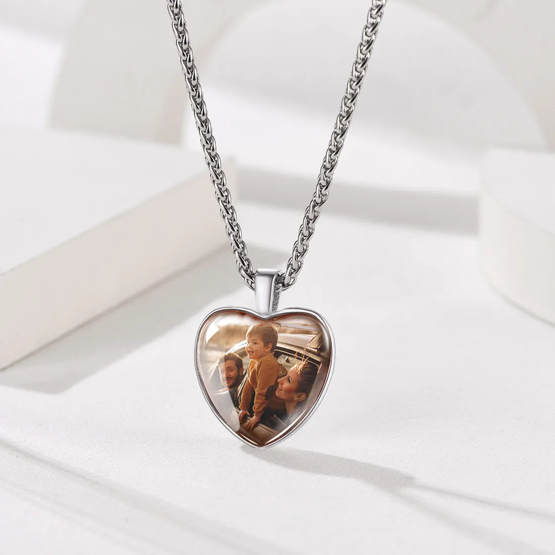 U7 Jewelry Custom Heart Picture Necklace Photo Pendant