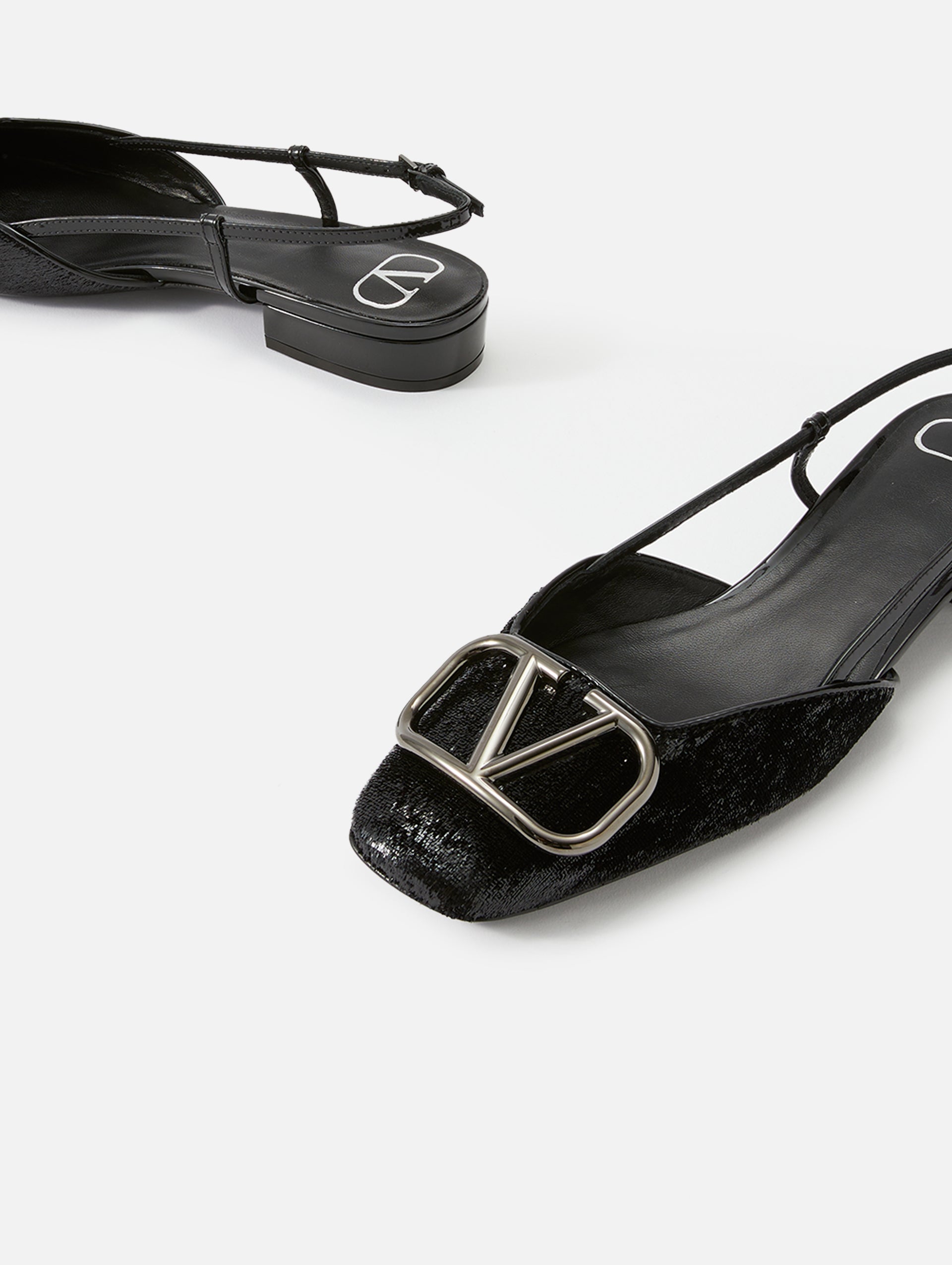 V Logo Slingback Flat