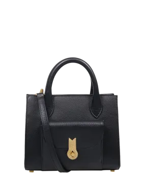 WOMAN AMATO DANIELE BLACK CALF LEATHER QUEEN TOTE MINI BAG