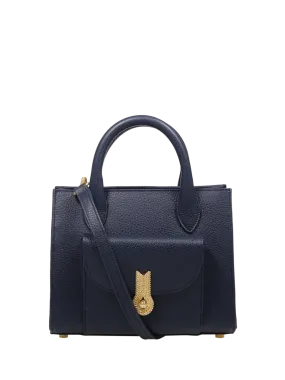 WOMAN AMATO DANIELE DARK BLUE CALF LEATHER QUEEN TOTE MINI BAG