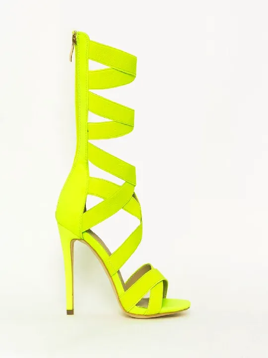 Yellow Stappy Stiletto Sandals