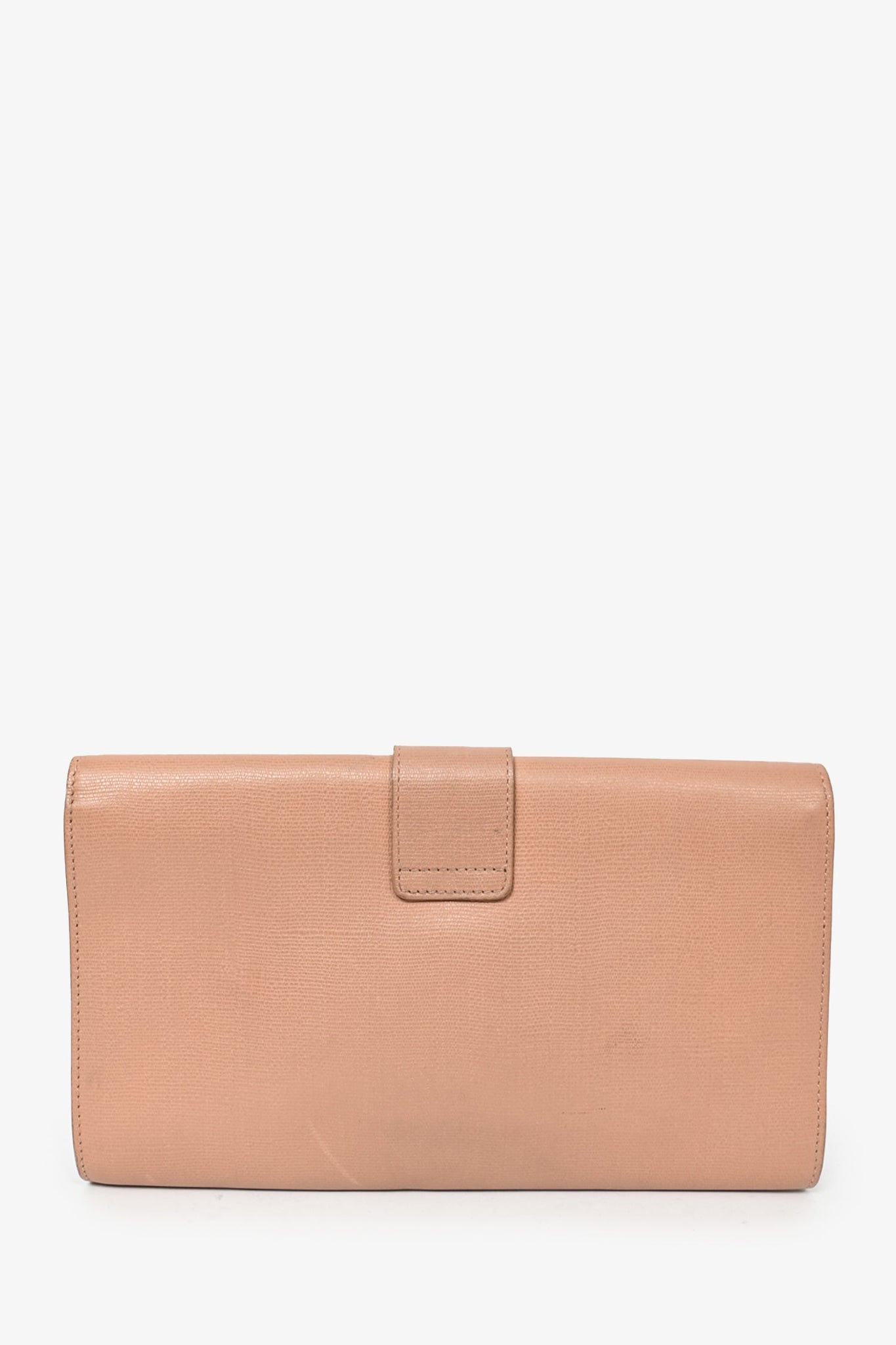 Yves Saint Laurent Beige Leather Gold 'Y' Ligne Clutch