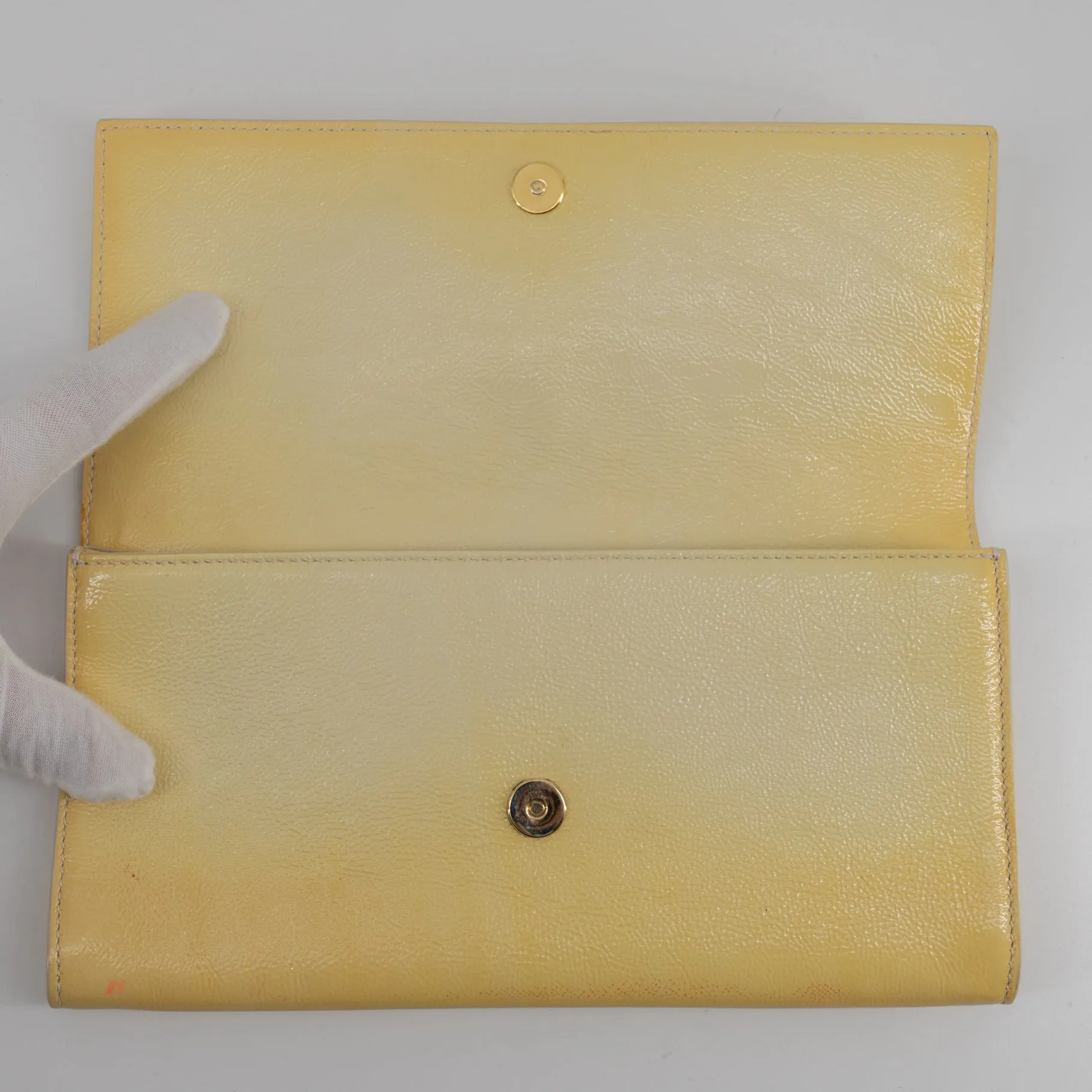 Yves Saint Laurent yellow leather clutch TWS pop