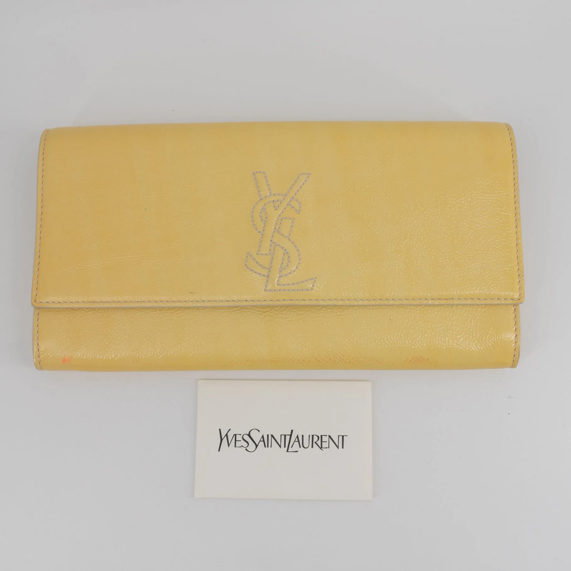 Yves Saint Laurent yellow leather clutch TWS pop